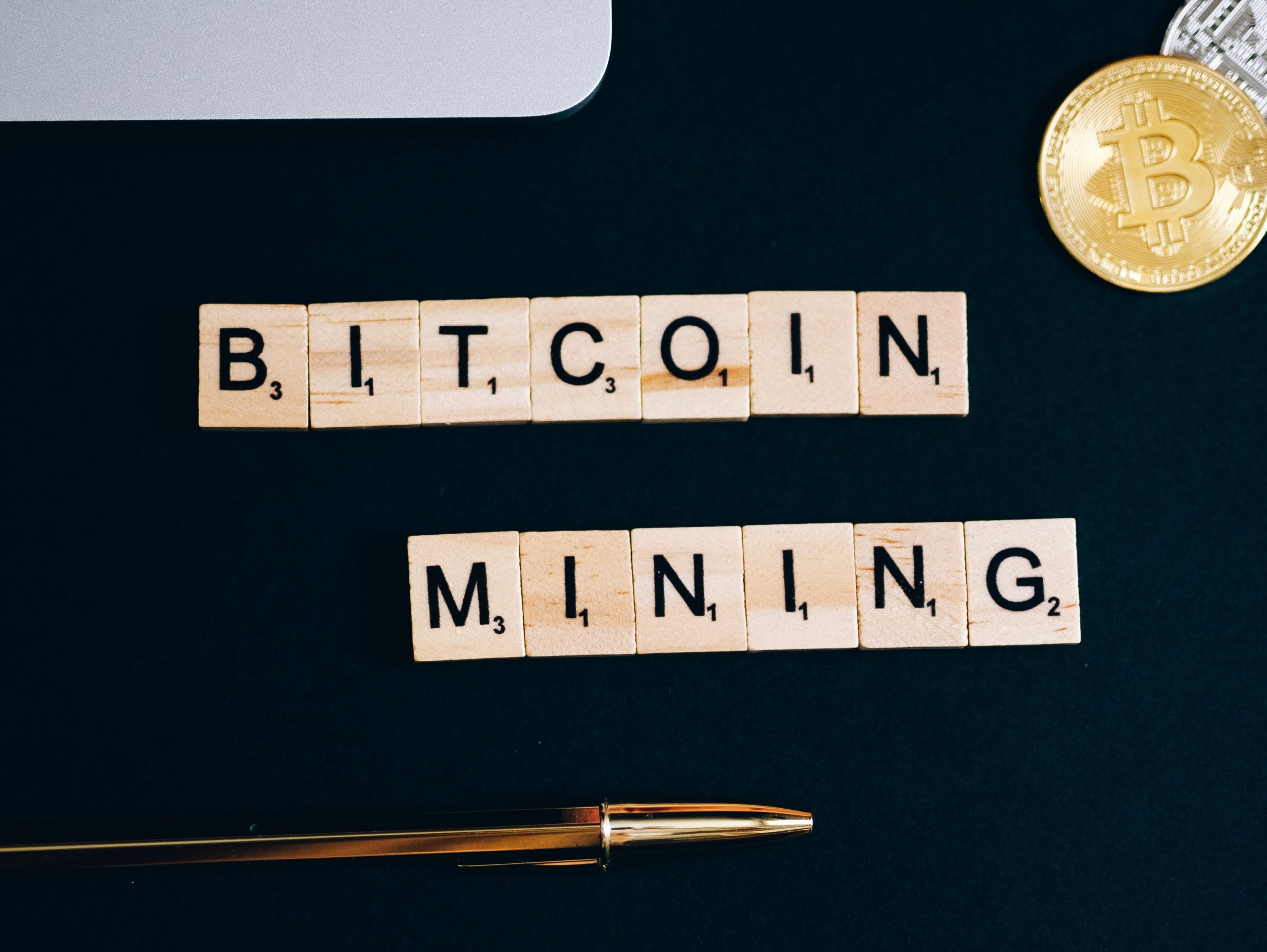 The words "Bitcoin Mining" spelled out